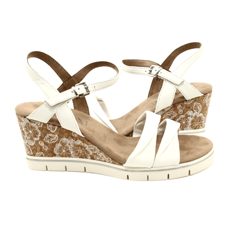 Caprice Wedge Leather Sandals 9-28710-20 160 White Softnap 1 Caprice Wedge Leather Sandals 9-28710-20 160 White Softnap 1