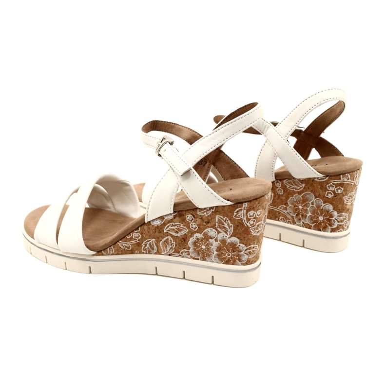 Caprice Wedge Leather Sandals 9-28710-20 160 White Softnap 6