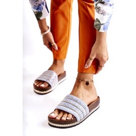 S.Barski Women's Classic Flip-Flops With a Chain, Blue 2