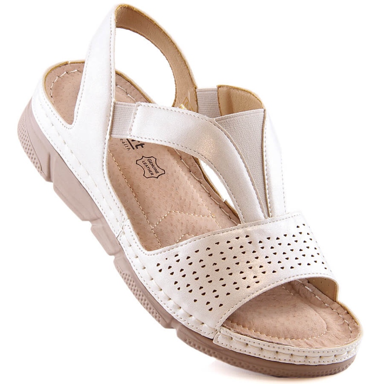 Evento Comfortable women's slip-on sandals with elastic band Unisoft 5771 beige 1