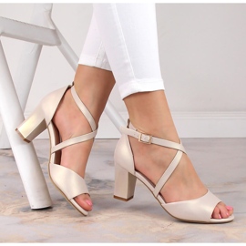 Women's beige pearl sandals on the post Sergio Leone SK862 2