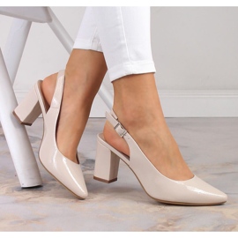 Women's beige patent leather sandals Sergio Leone SK162 1