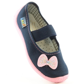 Girls ballerina slippers for kindergarten and school with an elastic band Nazo N002BAW pink 1