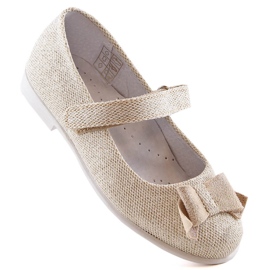 Girls ballerinas shiny with velcro gold Kornecki 6802 golden 1