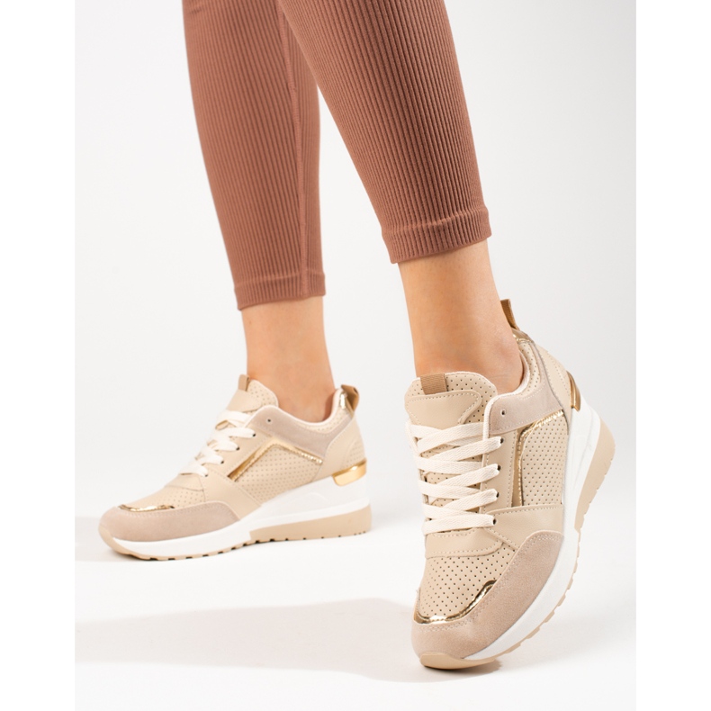 Women's beige Shelovet wedge sneakers 1 Women's beige Shelovet wedge sneakers 1