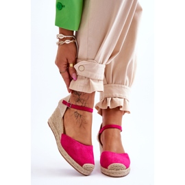 Fuchsia Cammer Suede Espadrilles Wedge Sandals pink 1