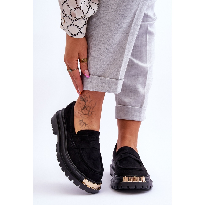 Classic Suede Loafers With Black Monaro Embellishment 1