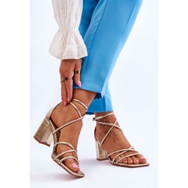 FJ1 Leather Fashionable Women's Sandals Gold Primma High Heels golden 2