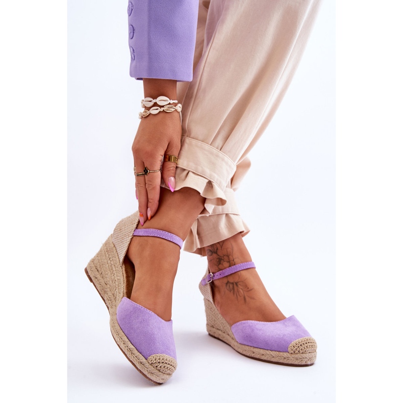 FJ1 Suede Espadrilles Wedge Sandals Purple Cammer 2