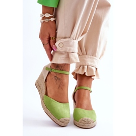Suede Espadrilles Wedge Sandals Green Cammer 2