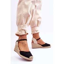 Suede Espadrilles Wedge Sandals Black Cammer 2