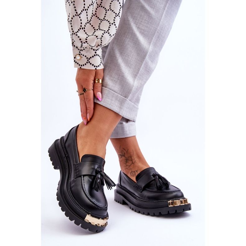 Lonisa Classic Loafers With Tassels Black Lonisa 2