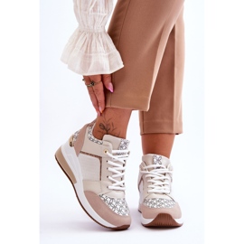 Women's Wedge Sneakers White-Beige Nomera 1