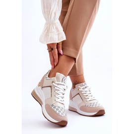 Women's Wedge Sneakers White-Beige Nomera 2