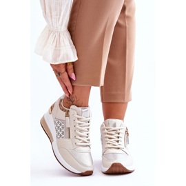 Fashionable Women's Wedge Sneakers Beige Jolly 1