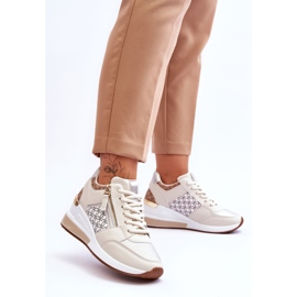 Fashionable Women's Wedge Sneakers Beige Jolly 2