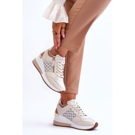 Fashionable Women's Wedge Sneakers Beige Jolly 3