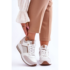 Women's Wedge Sneakers White Chevre 1