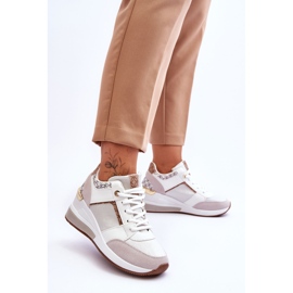 Women's Wedge Sneakers White Chevre 2