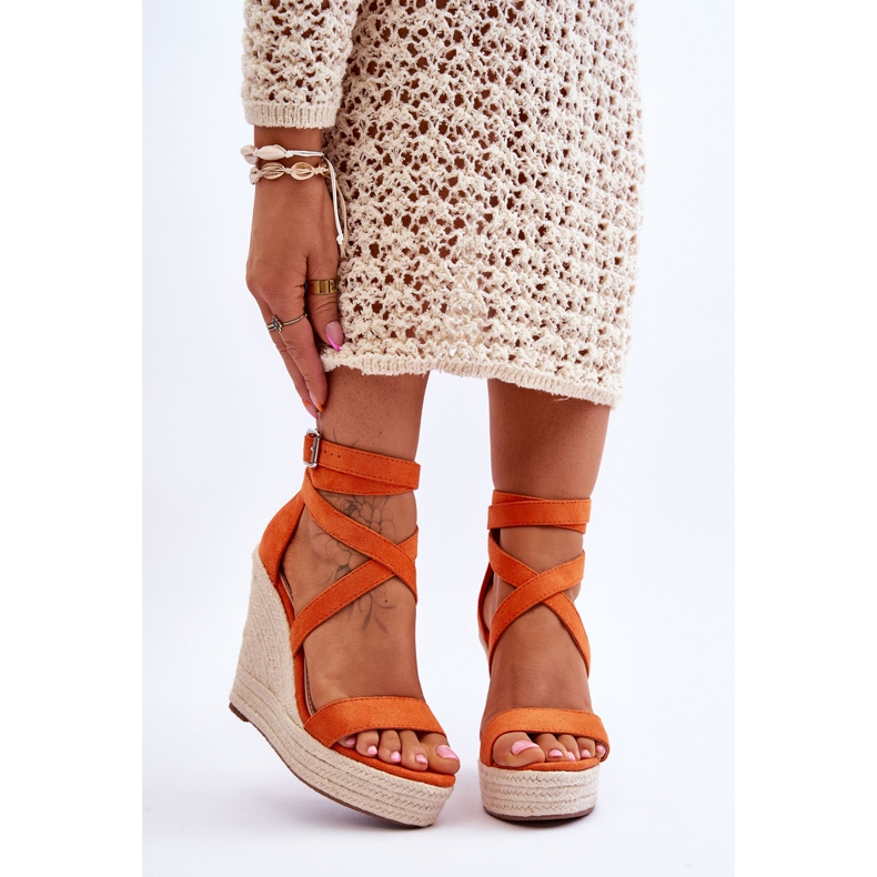 FJ1 Comfortable Orange Lemira High Wedge Sandals 1