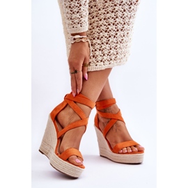 FJ1 Comfortable Orange Lemira High Wedge Sandals 2