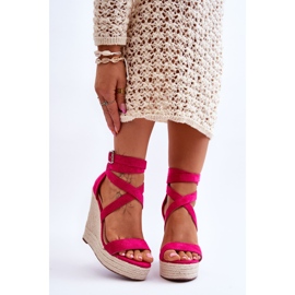 FJ1 Comfortable High Wedge Sandals Fuchsia Lemira pink 1