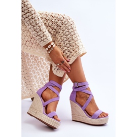 FJ1 Comfortable Lemira Violet High Wedge Sandals 6