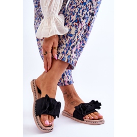 Suede Women's Slippers With Bow Black Amber 2