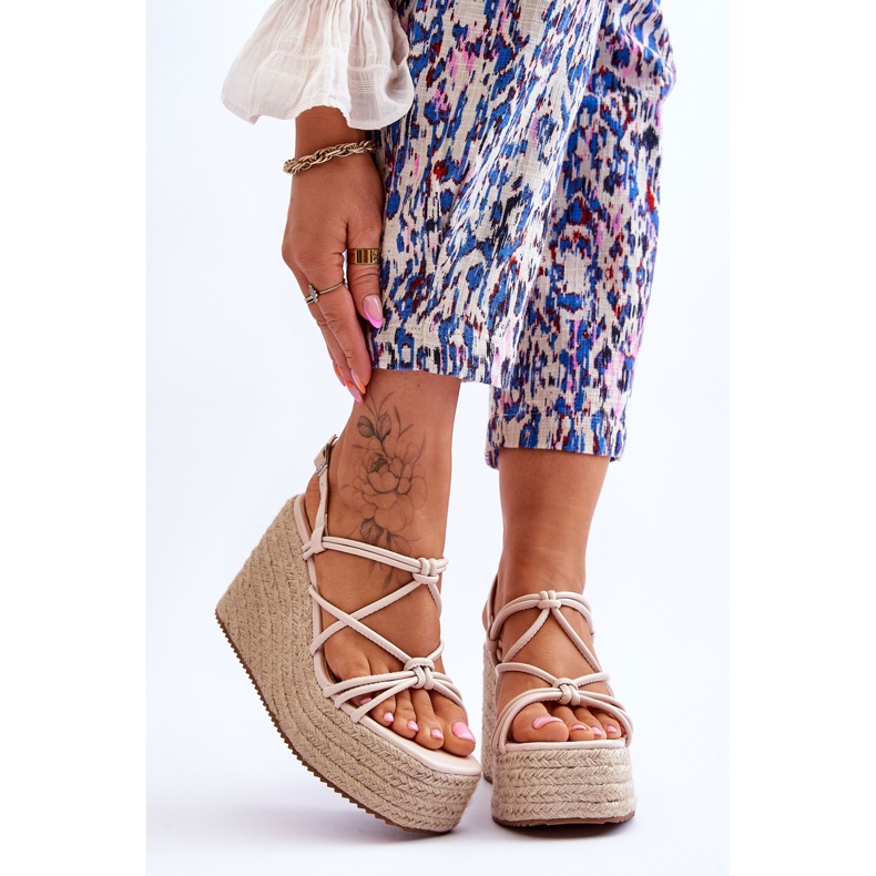 Nessia Fashionable Wedge Sandals With Braid Beige brown 1