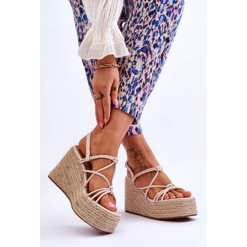 Nessia Fashionable Wedge Sandals With Braid Beige brown 2