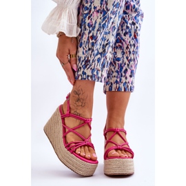 Fashionable Wedge Sandals With Braid Fuchsia Nessia pink 1