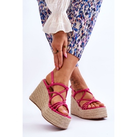 Fashionable Wedge Sandals With Braid Fuchsia Nessia pink 2