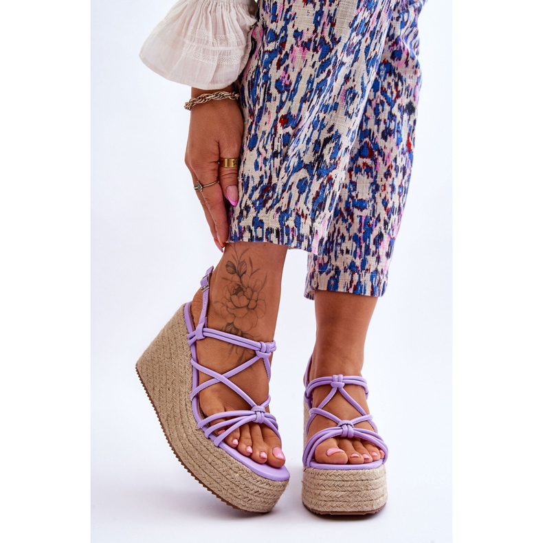 Fashionable Nessia Wedge Wedge Sandals With Braid violet 1