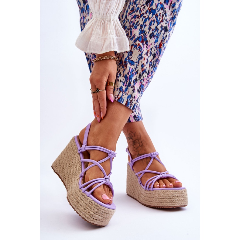 Fashionable Nessia Wedge Wedge Sandals With Braid violet 2