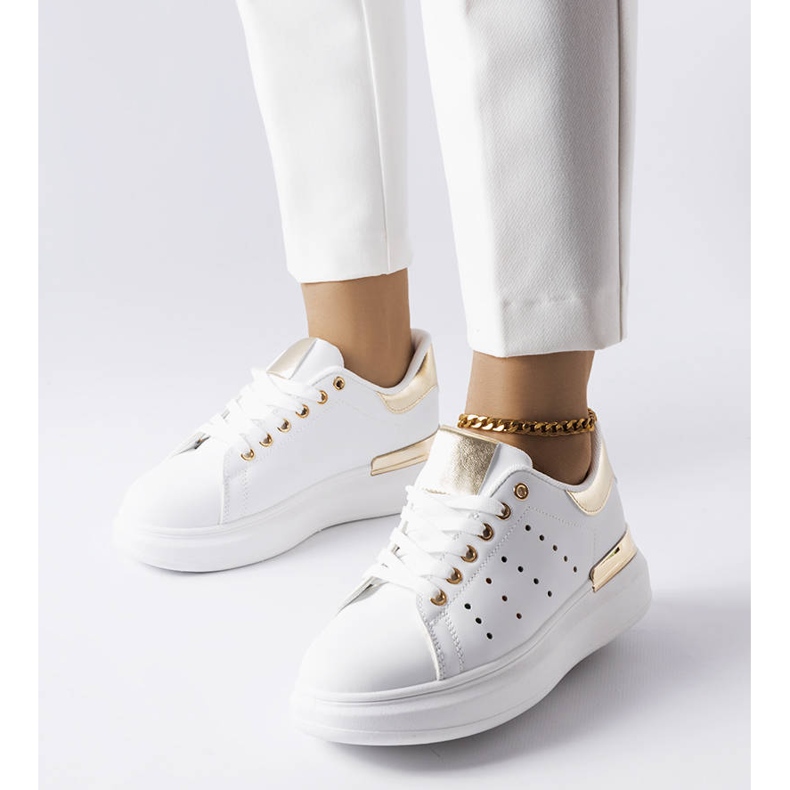 BM White sneakers with colored Chalut perforation 1