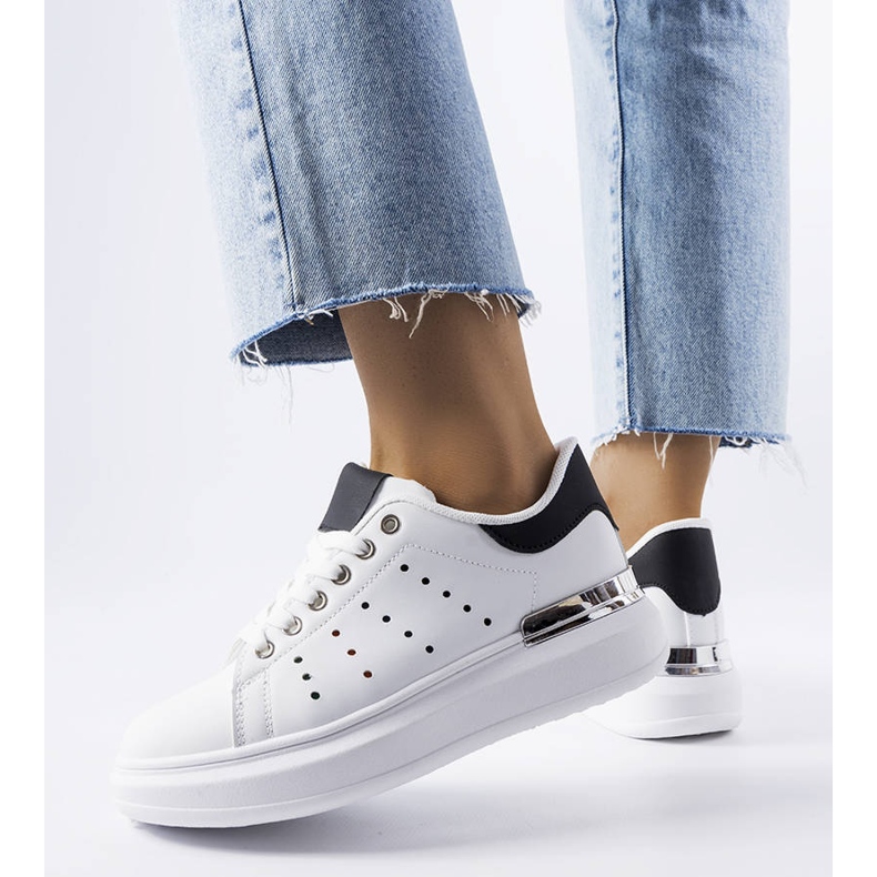 White sneakers with colored Chalut perforation 1