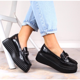 Filippo DP4450 black leather moccasins on the platform 1