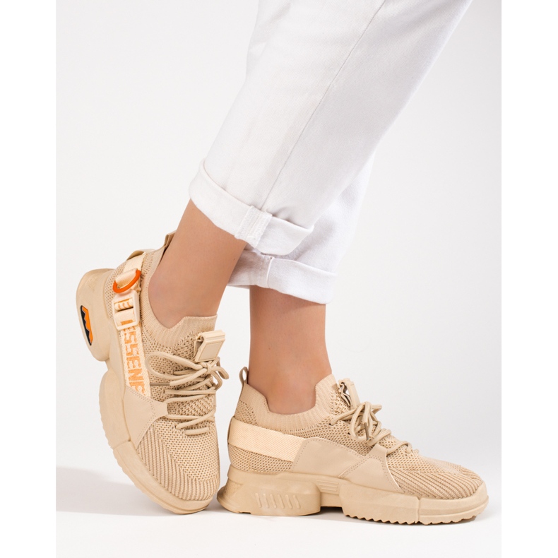 Women's beige openwork sneakers from Shelovet 1