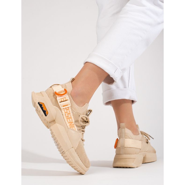 Women's beige openwork sneakers from Shelovet 2