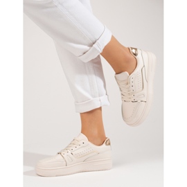 Women's beige sneakers on the Shelovet platform 2