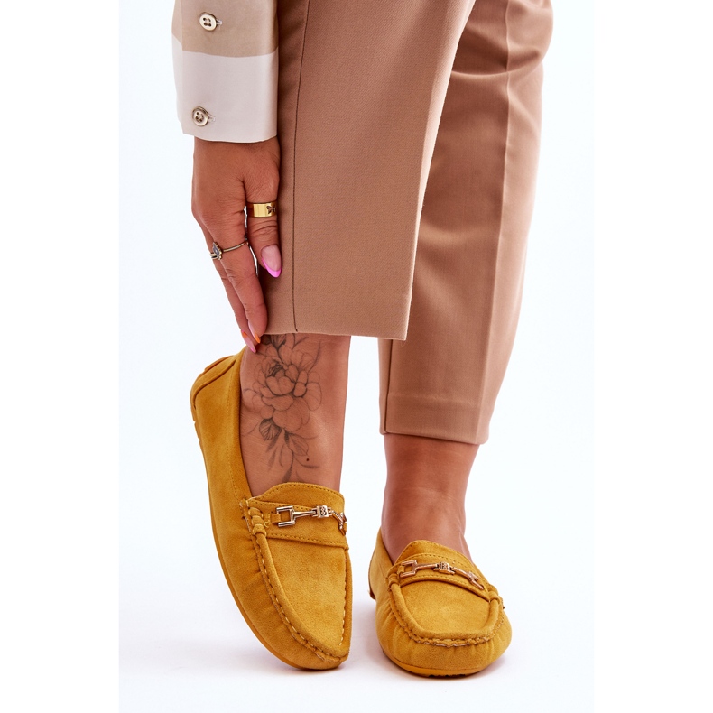 FJ1 Suede Loafers With Yellow Eleina Ornament 1
