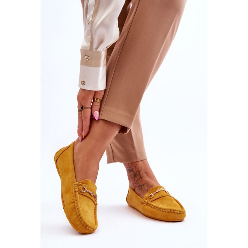 FJ1 Suede Loafers With Yellow Eleina Ornament 2