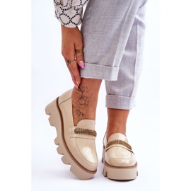 Fashionable Loafers On The Platform With Decoration Laura Messi 2600 Beige 1 Fashionable Loafers On The Platform With Decoration Laura Messi 2600 Beige 1