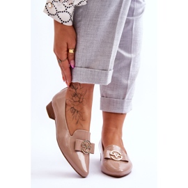Vinceza Patent Low Heel Loafers Beige Asselia 1