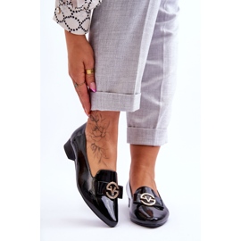Vinceza Black Patent Low Heel Loafers Asselia 1