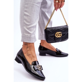 Vinceza Black Patent Low Heel Loafers Asselia 2