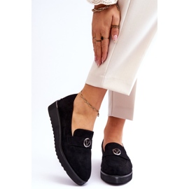 Vinceza Women's Suede Low Wedge Loafers Black Synthia 1