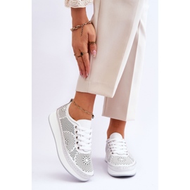 Vinceza Women's Leather Openwork Sport Shoes White Marea 1 Vinceza Women's Leather Openwork Sport Shoes White Marea 1