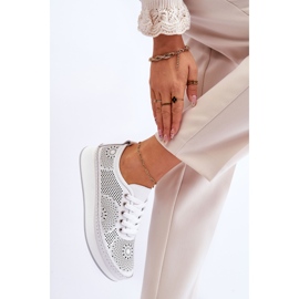 Vinceza Women's Leather Openwork Sport Shoes White Marea 2