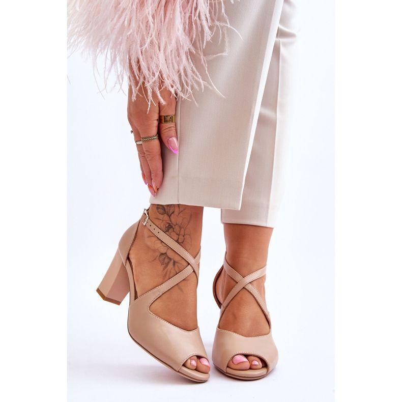 Women's Sandals On Heel Sergio Leone SK864 Dark Beige 1